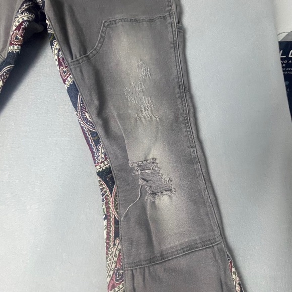 VALABASAS Carpenter Jeans Size 36 Paisley Trim Distressed Denim Pants - Picture 9 of 16